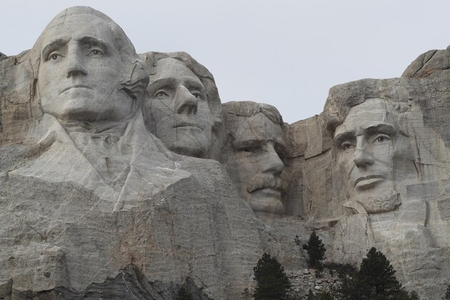 The faces of the presidents that make up the Mount Rushmore monument are shown Friday, Dec. 9, 2016, near Keystone, S.D.The Arctic cold front has sent daytimes highs barely above zero degrees for the week in the mid-plains. (AP Photo/David Zalubowski)