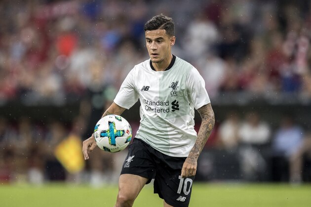 MUNICH, GERMANY - AUGUST 01:  Philippe Coutinho of Liverpool FC controls the ball during the Audi Cup 2017 match between Bayern Muenchen and Liverpool FC at Allianz Arena on August 1, 2017 in Munich, Germany.  (Photo by Boris Streubel/Getty Images)