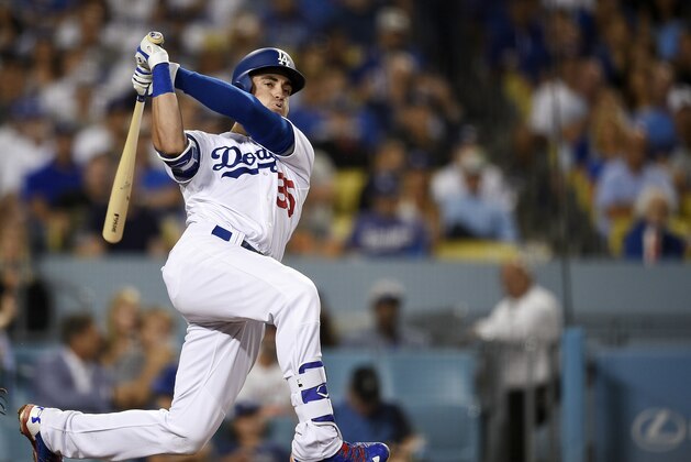 Los Angeles Dodgers' Cody Bellinger in action during the sixth inning of a baseball game against the Minnesota Twins in Los Angeles, Wednesday, July 26, 2017. (AP Photo/Kelvin Kuo)