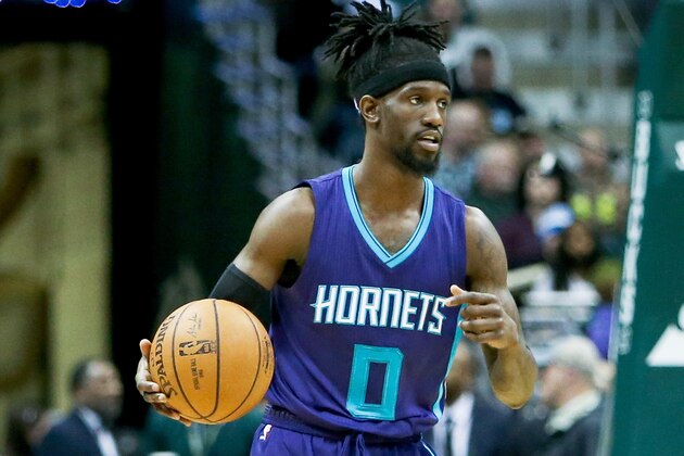 MILWAUKEE, WI - APRIL 10:  Briante Weber #0 of the Charlotte Hornets dribbles the ball in the third quarter against the Milwaukee Bucks at BMO Harris Bradley Center on April 10, 2017 in Milwaukee, Wisconsin. NOTE TO USER: User expressly acknowledges and agrees that , by downloading and or using this photograph, User is consenting to the terms and conditions of the Getty Images License Agreement. (Photo by Dylan Buell/Getty Images)
