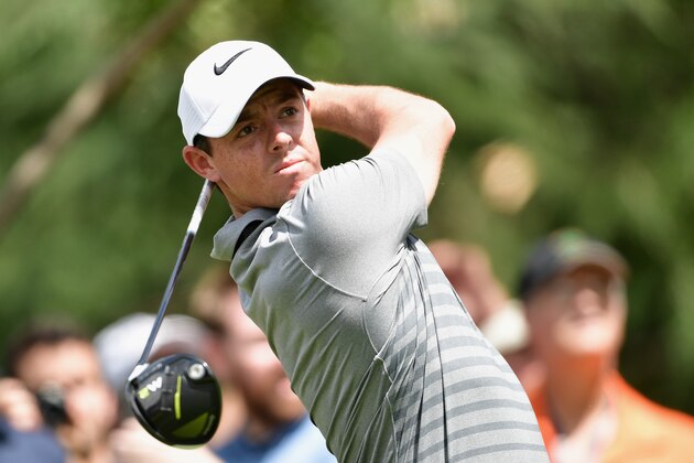 CHARLOTTE, NC - AUGUST 08:  Rory McIlroy of Northern Ireland plays his shot during a practice round prior to the 2017 PGA Championship at Quail Hollow Club on August 8, 2017 in Charlotte, North Carolina.  (Photo by Stuart Franklin/Getty Images)