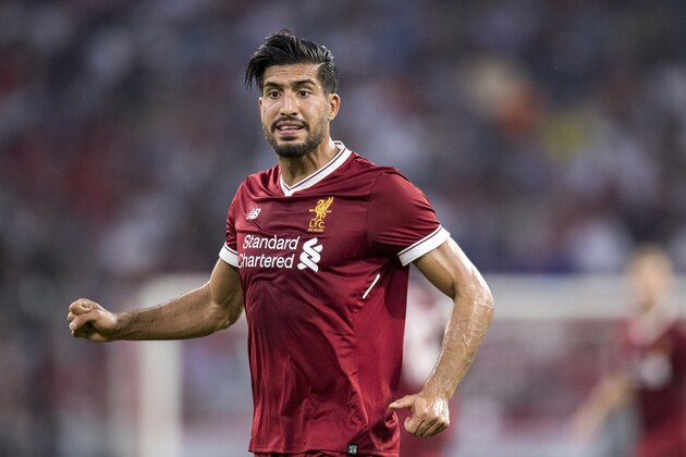 MUNICH, GERMANY - AUGUST 02:  Emre Can of Liverpool FC reacts during the Audi Cup 2017 match between Liverpool FC and Atletico Madrid at Allianz Arena on August 2, 2017 in Munich, Germany.  (Photo by Boris Streubel/Getty Images)