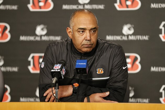 Cincinnati Bengals head coach Marvin Lewis speaks during a news conference after an NFL football game against the Baltimore Ravens, Sunday, Jan. 1, 2017, in Cincinnati. The Bengals won 27-10. (AP Photo/Gary Landers) Cincinnati Bengals head coach Marvin Lewis speaks during a news conference after an NFL football game against the Baltimore Ravens, Sunday, Jan. 1, 2017, in Cincinnati. The Bengals won 27-10. (AP Photo/Gary Landers)