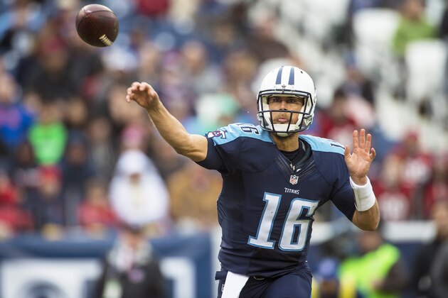 NASHVILLE, TN - JANUARY 01: Quarterback Matt Cassel #16 of the Tennessee Titans passes during a NFL game against the Houston Texans at Nissan Stadium on January 1, 2016 in Nashville, Tennessee. (Photo by Ronald C. Modra/Sports Imagery/ Getty Images) NASHVILLE, TN - JANUARY 01: Quarterback Matt Cassel #16 of the Tennessee Titans passes during a NFL game against the Houston Texans at Nissan Stadium on January 1, 2016 in Nashville, Tennessee. (Photo by Ronald C. Modra/Sports Imagery/ Getty Images)