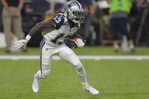 MINNEAPOLIS, MN - DECEMBER 1: Lucky Whitehead #13 of the Dallas Cowboys carries the ball during an NFL game against the Minnesota Vikings at U.S. Bank Stadium December 1, 2016 in Minneapolis, Minnesota.  (Photo by Tom Dahlin/Getty Images)