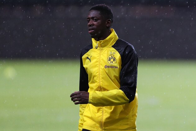 GUANGZHOU, CHINA - JULY 17: Ousmane Dembele of Dortmund in action duirng training session ahead of the 2017 International Champions Cup football match between AC Milan and Borussia Dortmund at University Town Sports Centre Stadium on July 17, 2017 in Guangzhou, China. (Photo by Zhong Zhi/Getty Images)