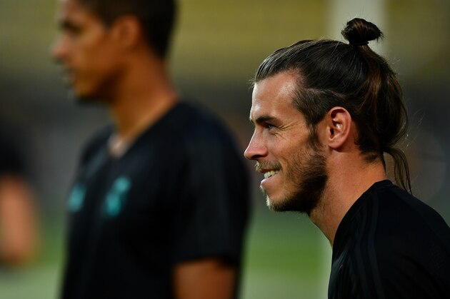 SKOPJE, MACEDONIA - AUGUST 07:  Gareth Bale of Real Madrid looks on during a training session ahead of the UEFA Super Cup at the National Arena Filip II Macedonian on August 7, 2017 in Skopje, Macedonia. (Photo by Dan Mullan/Getty Images)
