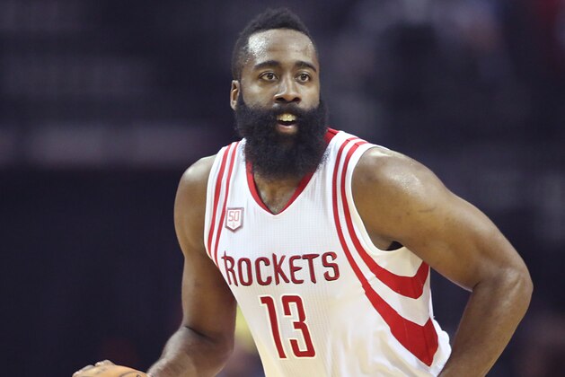 May 5, 2017; Houston, TX, USA; Houston Rockets guard James Harden (13) dribbles against the San Antonio Spurs in game three of the second round of the 2017 NBA Playoffs at Toyota Center. San Antonio won 103-92. Mandatory Credit: Thomas B. Shea-USA TODAY Sports May 5, 2017; Houston, TX, USA; Houston Rockets guard James Harden (13) dribbles against the San Antonio Spurs in game three of the second round of the 2017 NBA Playoffs at Toyota Center. San Antonio won 103-92. Mandatory Credit: Thomas B. Shea-USA TODAY Sports