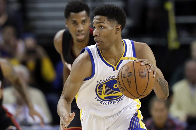 Golden State Warriors' Patrick McCaw during the second half of an NBA basketball game against the Miami Heat Tuesday, Jan. 10, 2017, in Oakland, Calif. (AP Photo/Marcio Jose Sanchez)