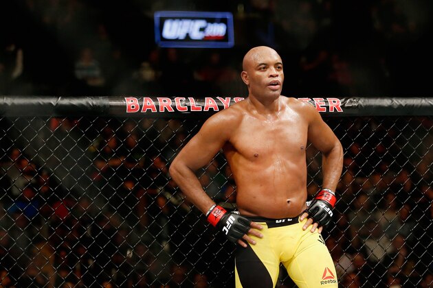 NEW YORK, NY - FEBRUARY 11:  Anderson Silva of Brazil looks on before fighting against Derek Brunson (not pictured) of United States in their middleweight bout during UFC 208 at the Barclays Center on February 11, 2017 in the Brooklyn Borough of New York City.  (Photo by Anthony Geathers/Getty Images)