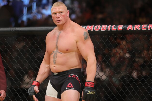 LAS VEGAS, NV - JULY 9: Brock Lesnar prepares to fight Mark Hunt during the UFC 200 event at T-Mobile Arena on July 9, 2016 in Las Vegas, Nevada. (Photo by Rey Del Rio/Getty Images)
