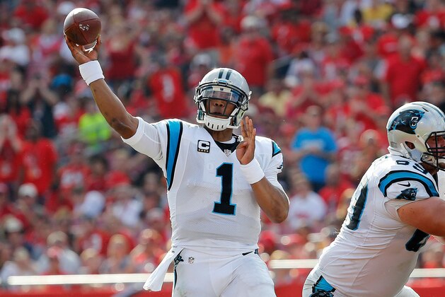 Jan 1, 2017; Tampa, FL, USA; Carolina Panthers quarterback Cam Newton (1) throws the ball against the Tampa Bay Buccaneers  during the second half at Raymond James Stadium. Tampa Bay Buccaneers defeated the Carolina Panthers 17-16. Mandatory Credit: Kim Klement-USA TODAY Sports