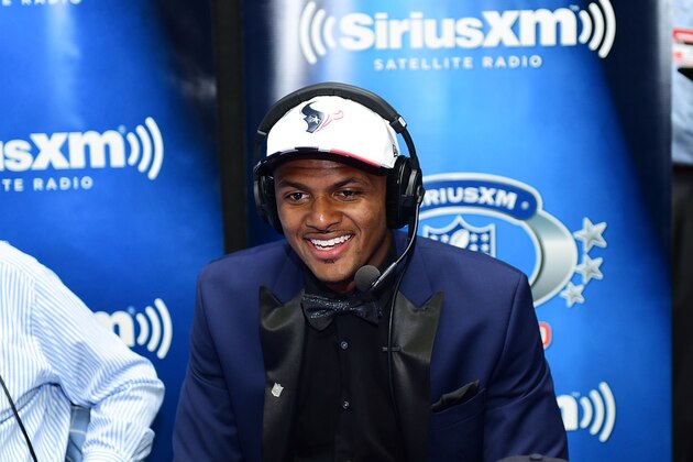 PHILADELPHIA, PA - APRIL 27:  Deshaun Watson of Clemson visits the SiriusXM NFL Radio talkshow after being picked #12 overall by the Houston Texans during the first round of 2017 NFL Draft at Philadelphia Museum of Art on April 27, 2017 in Philadelphia, Pennsylvania.  (Photo by Lisa Lake/Getty Images for SiriusXM)