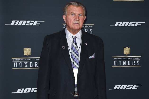 Former NFL player and coach Mike Ditka arrives at the 5th annual NFL Honors at the Bill Graham Civic Auditorium on Saturday, Feb. 6, 2016, in San Francisco. (Photo by Jordan Strauss/Invision for NFL/AP Images)