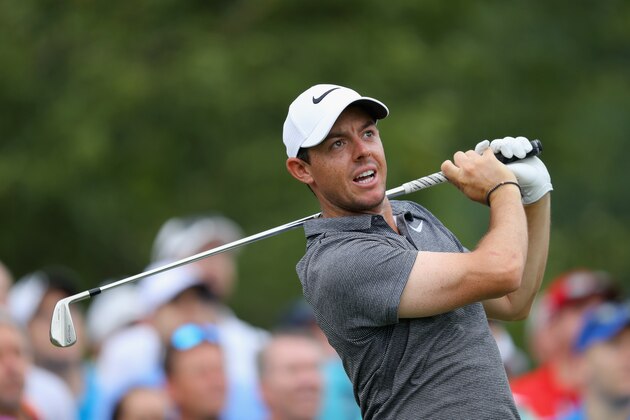 CHARLOTTE, NC - AUGUST 11:  Rory McIlroy of Northern Ireland plays his shot from the 13th tee   during the second round of the 2017 PGA Championship at Quail Hollow Club on August 11, 2017 in Charlotte, North Carolina.  (Photo by Warren Little/Getty Images)
