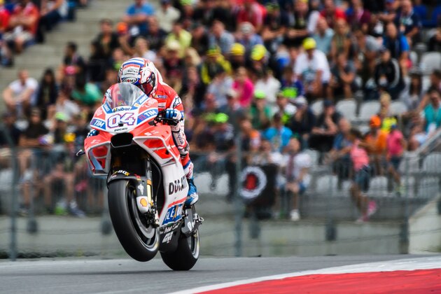 Ducati Team's Italian rider Andrea Dovizioso competes during the qualifying session of the MotoGP Austrian Grand Prix weekend at Red Bull Ring in Spielberg, Austria on August 12, 2017. / AFP PHOTO / Jure Makovec (Photo credit should read JURE MAKOVEC/AFP/Getty Images) Ducati Team's Italian rider Andrea Dovizioso competes during the qualifying session of the MotoGP Austrian Grand Prix weekend at Red Bull Ring in Spielberg, Austria on August 12, 2017. / AFP PHOTO / Jure Makovec (Photo credit should read JURE MAKOVEC/AFP/Getty Images)