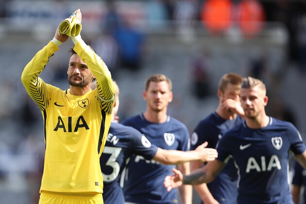 NEWCASTLE UPON TYNE, ENGLAND - AUGUST 13: Hugo Lloris of Tottenham Hotspur applauds the fans at full time during the Premier League match between Newcastle United and Tottenham Hotspur at St. James Park on August 13, 2017 in Newcastle upon Tyne, England. (Photo by Robbie Jay Barratt - AMA/Getty Images)