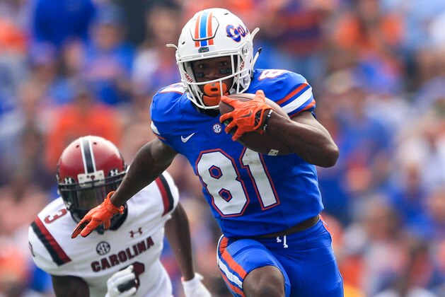 GAINESVILLE, FL - NOVEMBER 12: Antonio Callaway #81 of the Florida Gators in action during the game against the South Carolina Gamecocks at Ben Hill Griffin Stadium on November 12, 2016 in Gainesville, Florida. (Photo by Rob Foldy/Getty Images)