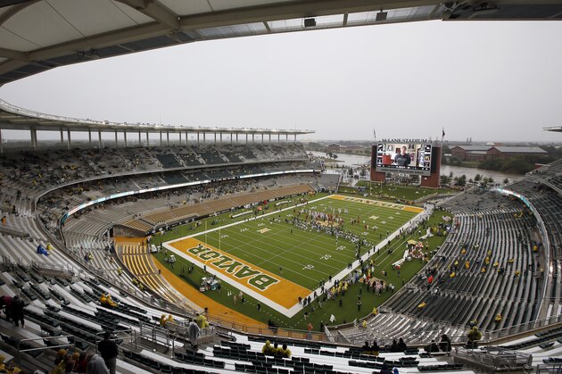FILE - In this Oct. 24, 2015, file photo, a nearly empty McLane Stadium is seen minutes before kickoff between Iowa State and Baylor in an NCAA college football game, in Waco, Texas. Baylor University will look to rebuild its reputation and perhaps its football program after an outside review found administrators mishandled allegations of sexual assault and the team operated under the perception it was above the rules. (AP Photo/Tony Gutierrez, File) FILE - In this Oct. 24, 2015, file photo, a nearly empty McLane Stadium is seen minutes before kickoff between Iowa State and Baylor in an NCAA college football game, in Waco, Texas. Baylor University will look to rebuild its reputation and perhaps its football program after an outside review found administrators mishandled allegations of sexual assault and the team operated under the perception it was above the rules. (AP Photo/Tony Gutierrez, File)