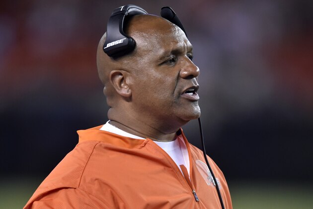 Cleveland Browns head coach Hue Jackson watches during the second half of an NFL preseason football game against the New Orleans Saints, Thursday, Aug. 10, 2017, in Cleveland. (AP Photo/David Richard)