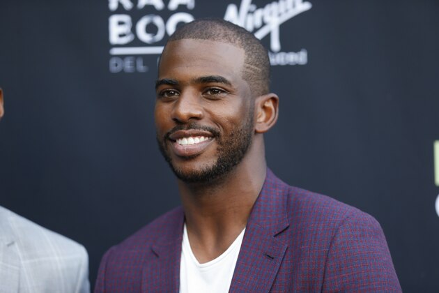 NBA basketball player Chris Paul poses at Kevin Hart's NBA basketball player Chris Paul poses at Kevin Hart's