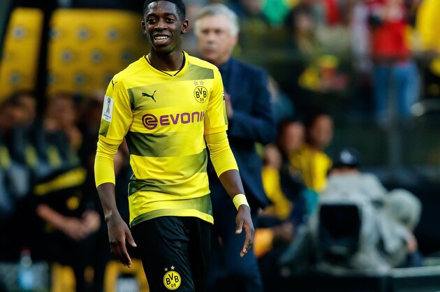 DORTMUND, GERMANY - AUGUST 05: Ousmane Dembele of Dortmund looks on during the DFL Supercup 2017 match between Borussia Dortmund and Bayern Muenchen at Signal Iduna Park on August 5, 2017 in Dortmund, Germany. (Photo by TF-Images/TF-Images via Getty Images)