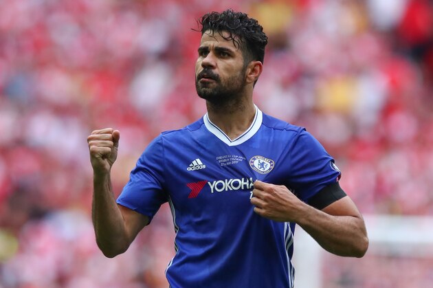 LONDON, ENGLAND - MAY 27:  Diego Costa of Chelsea celebrates after scoring a goal to make it 1-1 during the Emirates FA Cup Final match between Arsenal and Chelsea at Wembley Stadium on May 27, 2017 in London, England. (Photo by Robbie Jay Barratt - AMA/Getty Images)