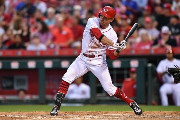 CINCINNATI, OH - AUGUST 9:  Joey Votto #19 of the Cincinnati Reds bats against the San Diego Padres at Great American Ball Park on August 9, 2017 in Cincinnati, Ohio.  (Photo by Jamie Sabau/Getty Images)