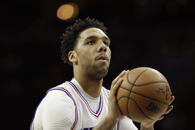 Philadelphia 76ers' Jahlil Okafor in action during an NBA basketball game against the Washington Wizards, Friday, Feb. 24, 2017, in Philadelphia. (AP Photo/Matt Slocum)