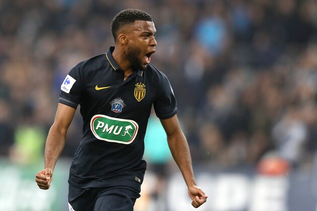 Monaco's French midfielder Thomas Lemar celebrates after scoring his team's fourth goal during the French Cup football match Marseille (OM) vs Monaco (ASM) on March 1, 2017 at the Velodrome stadium in Marseille, southern France.  / AFP PHOTO / VALERY HACHE        (Photo credit should read VALERY HACHE/AFP/Getty Images)