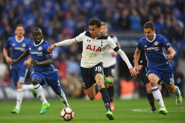 LONDON, ENGLAND - APRIL 22:  Dele Alli of Tottenham Hotspur in action during The Emirates FA Cup Semi-Final between Chelsea and Tottenham Hotspur at Wembley Stadium on April 22, 2017 in London, England.  (Photo by Laurence Griffiths/Getty Images)