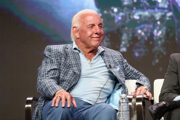 BEVERLY HILLS, CA - JULY 26:  Professional wrestler Ric Flair of  'ESPN's 30 for 30: 'Nature Boy'' speaks onstage during the ESPN portion of the 2017 Summer Television Critics Association Press Tour at The Beverly Hilton Hotel on July 26, 2017 in Beverly Hills, California.  (Photo by Frederick M. Brown/Getty Images)