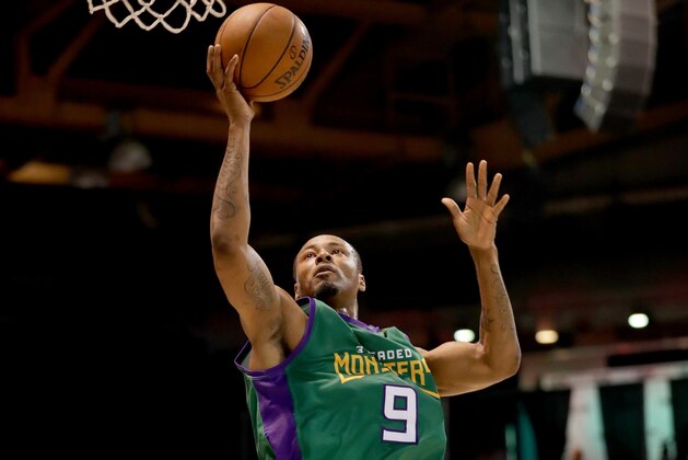 CHICAGO, IL - JULY 23:  Rashard Lewis #9 of the 3 Headed Monsters attempts a shot against 3's Company during week five of the BIG3 three on three basketball league at UIC Pavilion on July 23, 2017 in Chicago, Illinois.  (Photo by Streeter Lecka/BIG3/Getty Images)