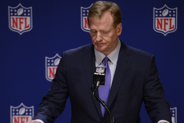 NFL commissioner Roger Goodell speaks to the media after an NFL owners meeting Tuesday, May 23, 2017, in Chicago. (AP Photo/Paul Beaty)