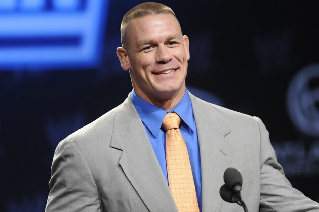 WWE Superstar John Cena participates in a Wrestlemania XXVII press conference at the Hard Rock Cafe in Times Square on Wednesday, Mar. 30, 2011 in New York. (AP Photo/Evan Agostini)