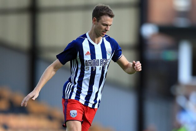 BURSLEM, ENGLAND - AUGUST 01:  Jonny Evans of West Bromwich Albion during the pre season friendly match against Port Vale at Vale Park on August 1, 2017 in Burslem, England. (Photo by Clint Hughes/Getty Images)