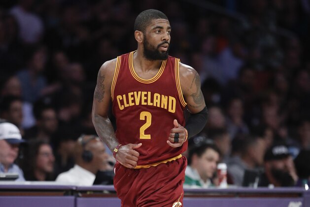Cleveland Cavaliers' Kyrie Irving makes his way down the court during the first half of an NBA basketball game against the Los Angeles Lakers Sunday, March 19, 2017, in Los Angeles. (AP Photo/Jae C. Hong) Cleveland Cavaliers' Kyrie Irving makes his way down the court during the first half of an NBA basketball game against the Los Angeles Lakers Sunday, March 19, 2017, in Los Angeles. (AP Photo/Jae C. Hong)