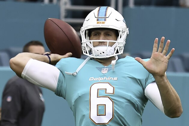 MIAMI GARDENS, FL - AUGUST 17: Quarterback Jay Cutler #6 of the Miami Dolphins warms up before a preseason game against the Baltimore Ravens at Hard Rock Stadium on August 17, 2017 in Miami Gardens, Florida. (Photo by Ron Elkman/Sports Imagery/ Getty Images) MIAMI GARDENS, FL - AUGUST 17: Quarterback Jay Cutler #6 of the Miami Dolphins warms up before a preseason game against the Baltimore Ravens at Hard Rock Stadium on August 17, 2017 in Miami Gardens, Florida. (Photo by Ron Elkman/Sports Imagery/ Getty Images)