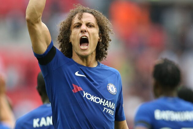 LONDON, ENGLAND - AUGUST 20: David Luiz of Chelsea celebrates during the Premier League match between Tottenham Hotspur and Chelsea at Wembley Stadium on August 20, 2017 in London, England. (Photo by Catherine Ivill - AMA/Getty Images)