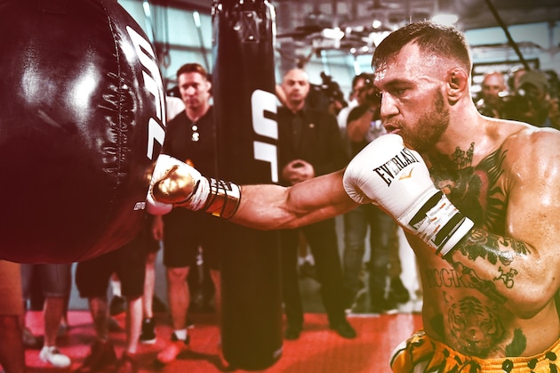 LAS VEGAS, NV - AUGUST 11:  UFC lightweight champion Conor McGregor changes in the locker room before the media workout at the UFC Performance Institute on August 11, 2017 in Las Vegas, Nevada. McGregor will fight Floyd Mayweather Jr. in a boxing match at T-Mobile Arena on August 26 in Las Vegas. (Photo by Brandon Magnus/Zuffa LLC/Zuffa LLC via Getty Images)