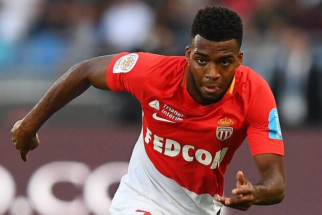Monaco's French midfielder Thomas Lemar controls the ball during the French Trophy of Champions (Trophee des Champions) football match between Monaco (ASM) and Paris Saint-Germain (PSG) on July 29, 2017, at the Grand Stade in Tangiers. / AFP PHOTO / FRANCK FIFE        (Photo credit should read FRANCK FIFE/AFP/Getty Images)