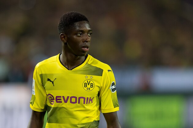 DORTMUND, GERMANY - AUGUST 05: Ousmane Dembele of Dortmund looks on during the DFL Supercup 2017 match between Borussia Dortmund and Bayern Muenchen at Signal Iduna Park on August 5, 2017 in Dortmund, Germany. (Photo by TF-Images/TF-Images via Getty Images)