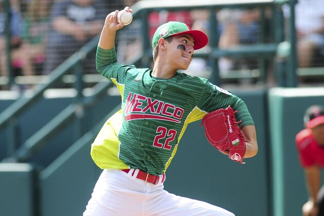Aug 24, 2017; Williamsport, PA, USA; Mexico Region pitcher Andre Garza (22) throws a pitch in the first inning against the Canada Region at Howard J. Lamade Stadium. Mandatory Credit: Evan Habeeb-USA TODAY Sports