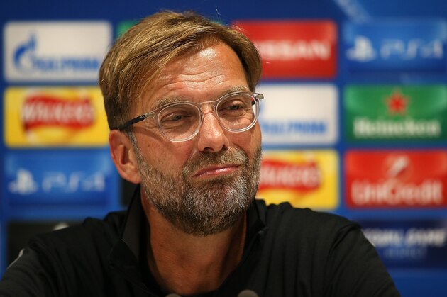 LIVERPOOL, ENGLAND - AUGUST 22:  Manager Jurgen Klopp speaks to the media during the Liverpool FC Press Conference at Anfield on August 22, 2017 in Liverpool, England.  (Photo by Jan Kruger/Getty Images)