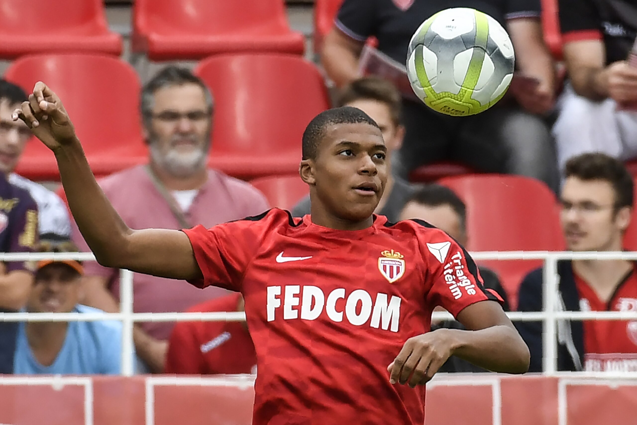 Monaco's French forward Kylian Mbappe warms up before the French Ligue 1 football match between Dijon FCO and AS Monaco, on August 13, 2017 at Gaston Gerard stadium in Dijon, northern France. / AFP PHOTO / PHILIPPE DESMAZES        (Photo credit should read PHILIPPE DESMAZES/AFP/Getty Images)
