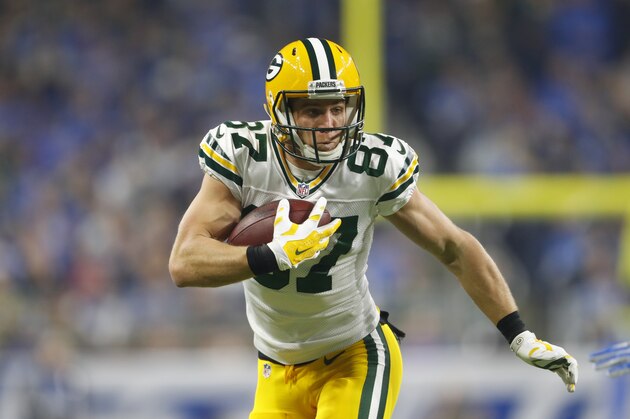 Green Bay Packers wide receiver Jordy Nelson runs during the second half of an NFL football game against the Detroit Lions, Sunday, Jan. 1, 2017, in Detroit. (AP Photo/Paul Sancya)