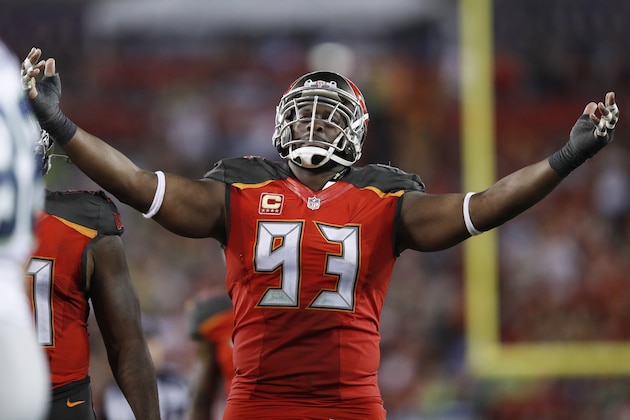 TAMPA, FL - NOVEMBER 27: Gerald McCoy #93 of the Tampa Bay Buccaneers urges the crowd to make noise against the Seattle Seahawks during the game at Raymond James Stadium on November 27, 2016 in Tampa, Florida. The Buccaneers defeated the Seahawks 14-5. (Photo by Joe Robbins/Getty Images) TAMPA, FL - NOVEMBER 27: Gerald McCoy #93 of the Tampa Bay Buccaneers urges the crowd to make noise against the Seattle Seahawks during the game at Raymond James Stadium on November 27, 2016 in Tampa, Florida. The Buccaneers defeated the Seahawks 14-5. (Photo by Joe Robbins/Getty Images)