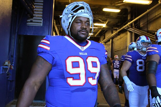 Buffalo Bills defensive tackle Marcell Dareus (99) heads to the field before playing the Miami Dolphins in an NFL football game on Sunday, Nov. 8, 2015, in Orchard Park, N.Y. (AP Photo/Bill Wippert) Buffalo Bills defensive tackle Marcell Dareus (99) heads to the field before playing the Miami Dolphins in an NFL football game on Sunday, Nov. 8, 2015, in Orchard Park, N.Y. (AP Photo/Bill Wippert)