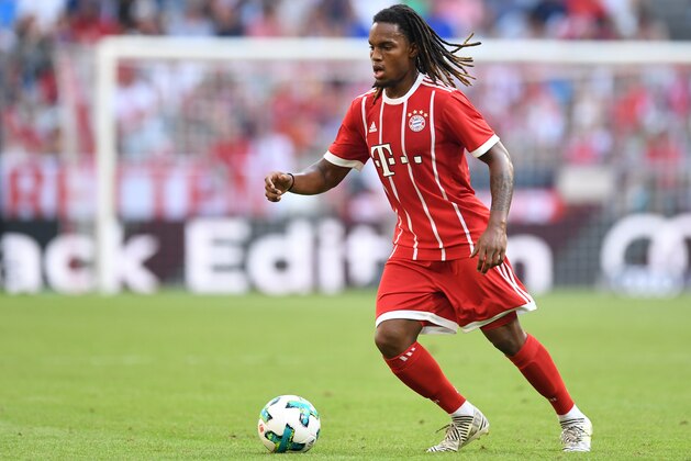 Bayern Munich's Portuguese midfielder Renato Sanches gestures during the third place Audi Cup football match between SSC Napoli and Bayern Munich in the stadium in Munich, southern Germany, on August 2, 2017.  / AFP PHOTO / Christof STACHE / RESTRICTIONS: ACCORDING TO DFB RULES IMAGE SEQUENCES TO SIMULATE VIDEO IS NOT ALLOWED DURING MATCH TIME. MOBILE (MMS) USE IS NOT ALLOWED DURING AND FOR FURTHER TWO HOURS AFTER THE MATCH. == RESTRICTED TO EDITORIAL USE == FOR MORE INFORMATION CONTACT DFB DIRECTLY AT +49 69 67880

 /         (Photo credit should read CHRISTOF STACHE/AFP/Getty Images)