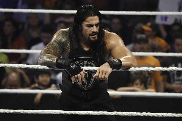 MIAMI, FL- SEPTEMBER 01: Roman Reigns looks on during the WWE Smackdown on September 1, 2015 at the American Airlines Arena in Miami, Florida.  (Photo by Ron ElkmanSports Imagery/Getty Images)